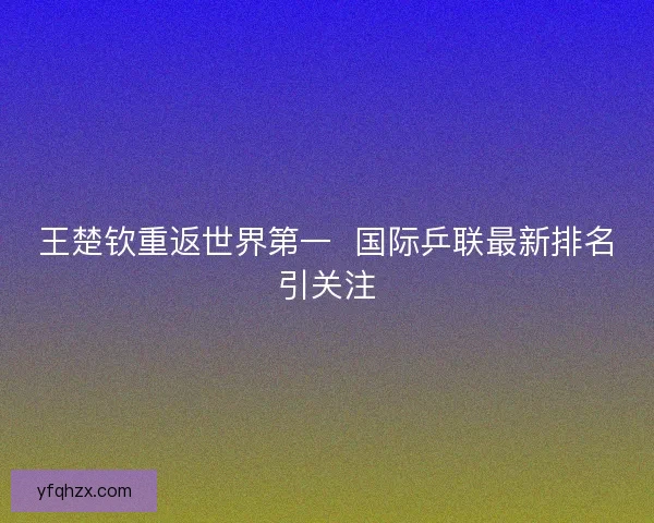 王楚钦重返世界第一  国际乒联最新排名引关注